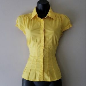 Yellow Button Up Shirt By  Body Central Size Small
